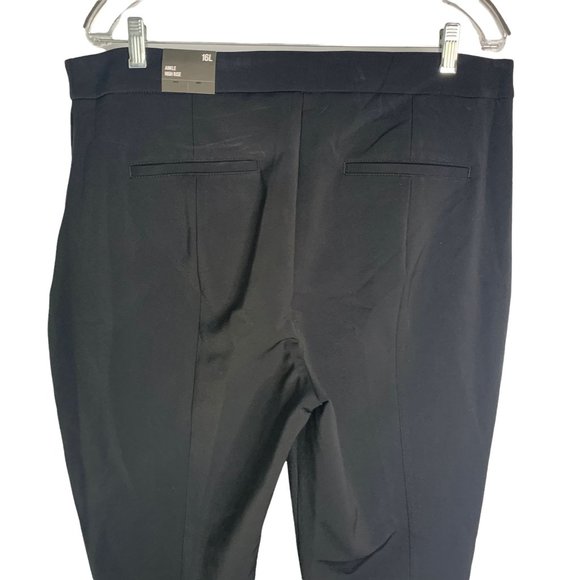 Express Ankle Crop High Rise Dress Pants 16L Black Stretch Slacks Pockets Button - Picture 4 of 5